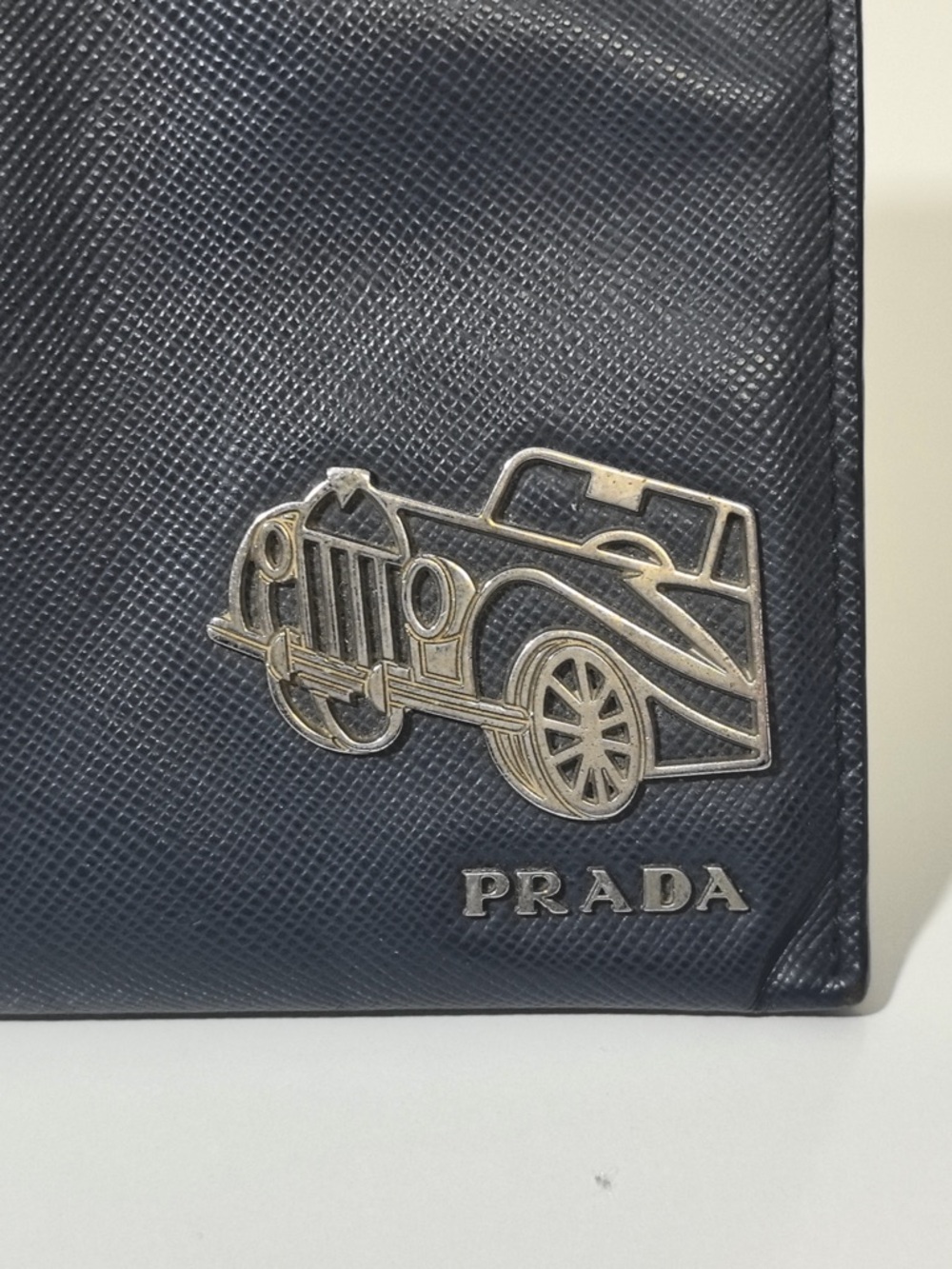 Prada Black Saffiano Leather Zip Toiletry Pouch with Car Motif - Picture 6 of 6